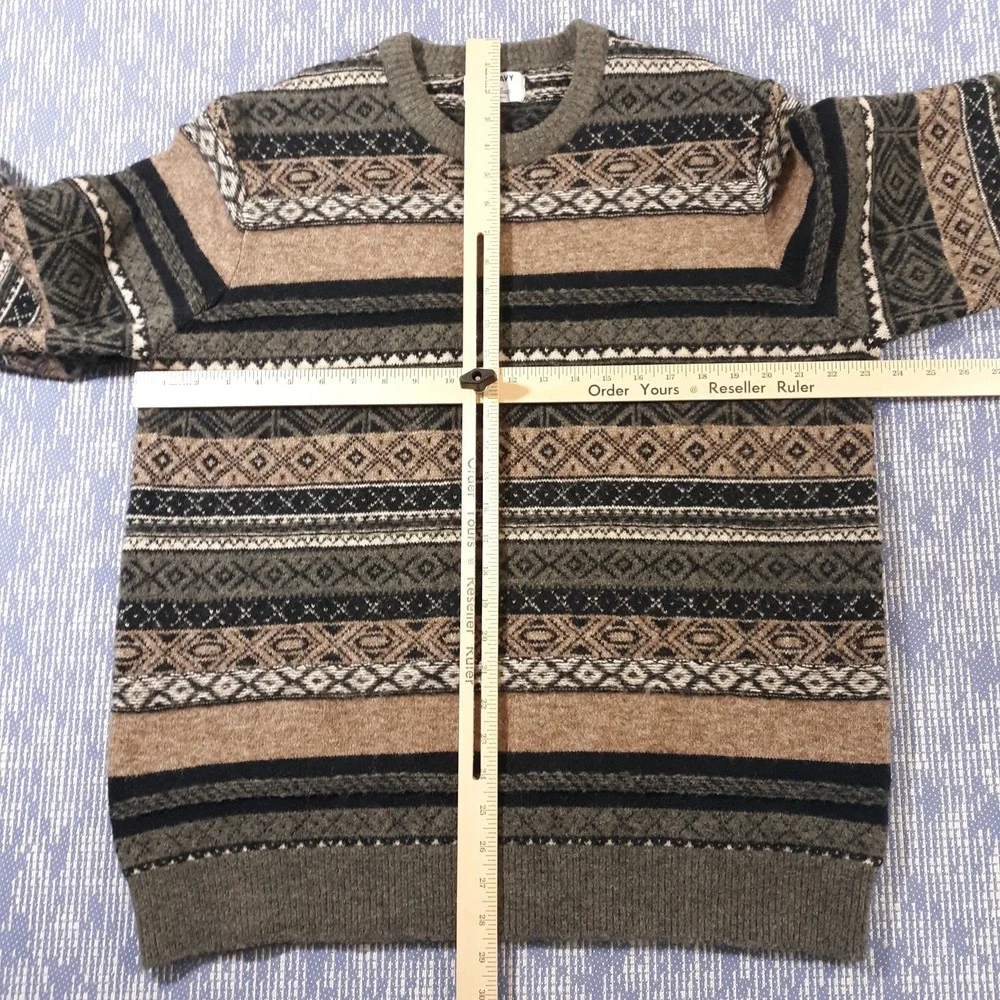 Old Navy Sweater Crew Neck Mens Large Fair Isle Multicolor Wool Blend Soft